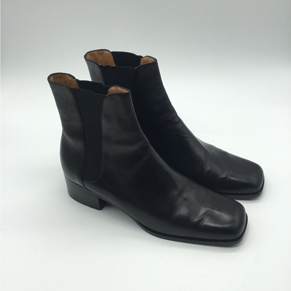 Ralph Lauren Collection Purple Label Square Toe Leather Ankle Boot